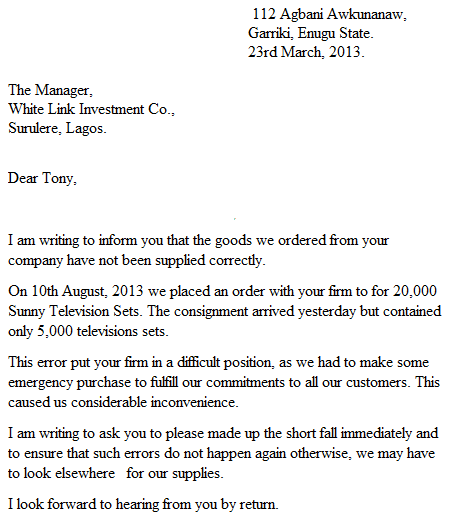 Sample Letter Of Complaint To Management from www.naijaonlinebiz.com